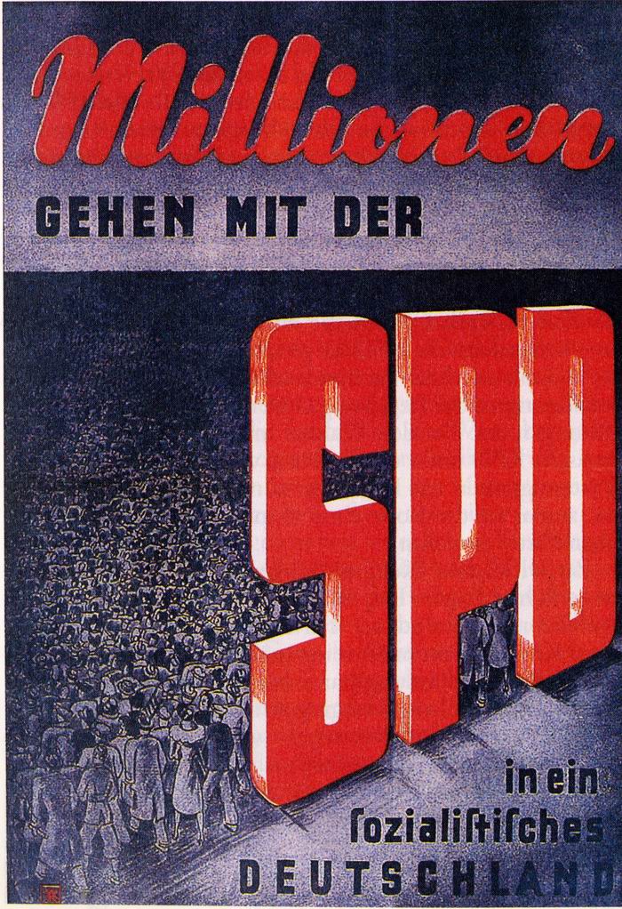 Plakat: "Millionen gehen mit der SPD in ein sozialistisches Deutschland"
