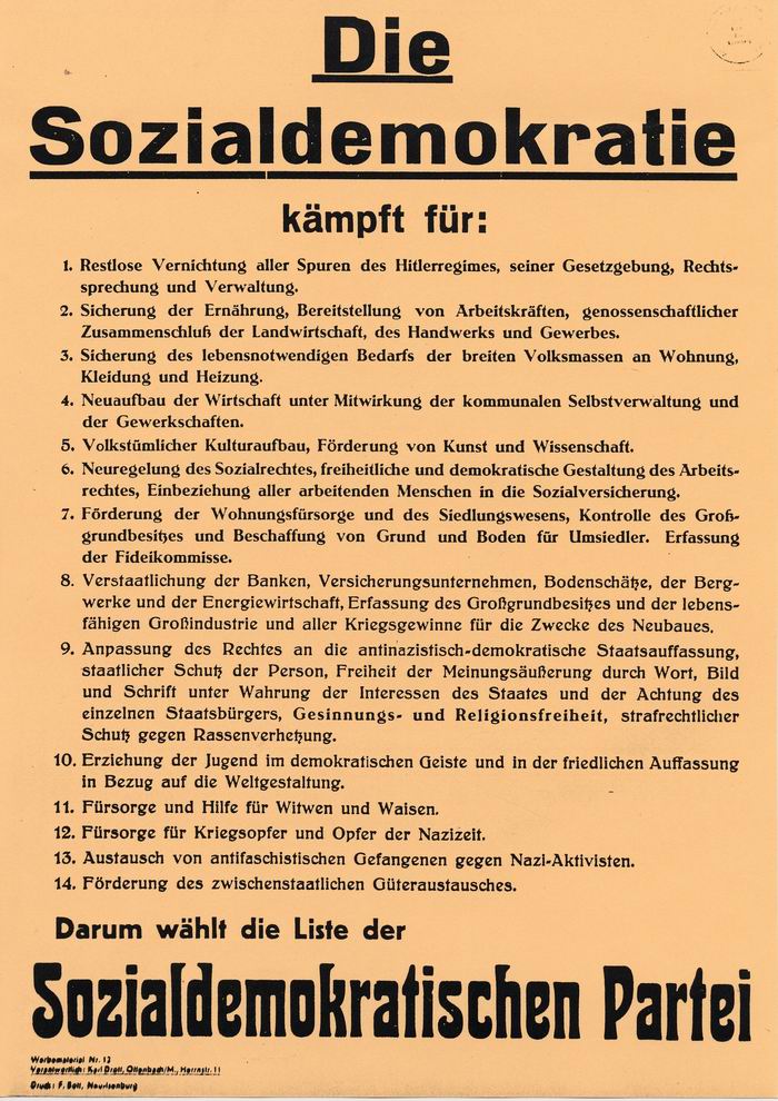 Flugblatt: "Die Sozialdemokratie kämpft für..."