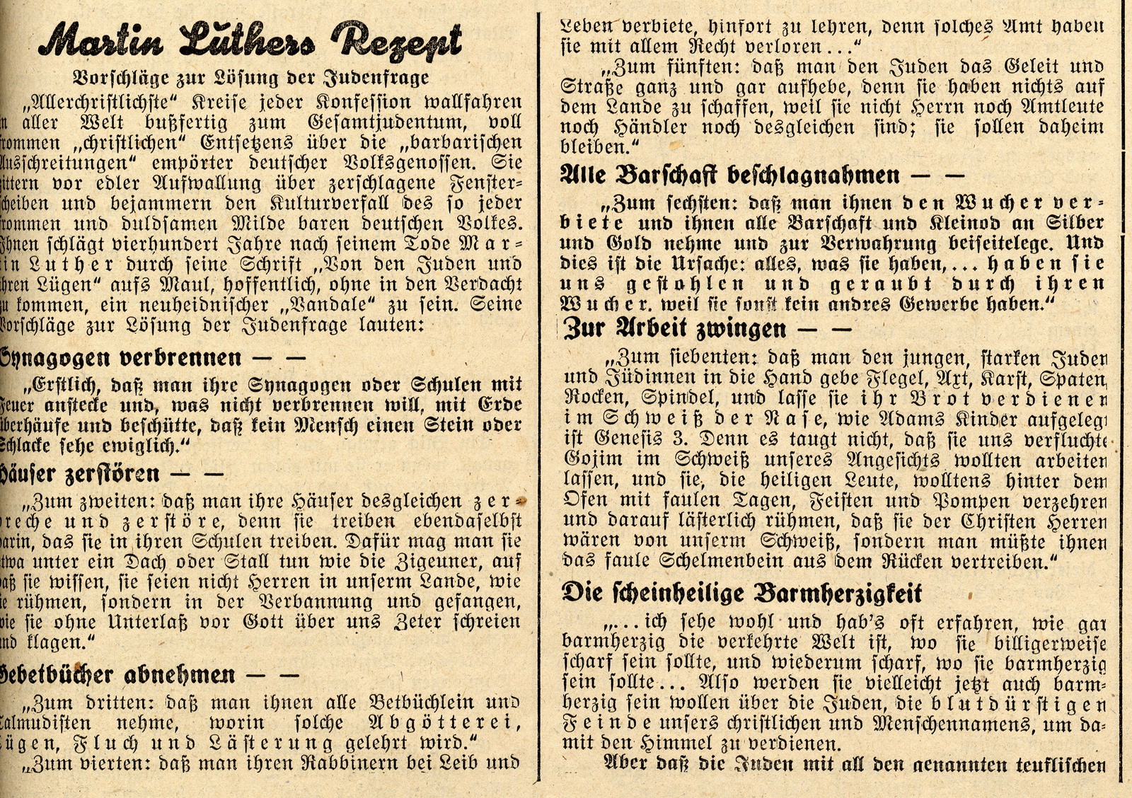 Titelseite und Ausschnitte aus der Hessischen Rundschau vom 22. November 1938