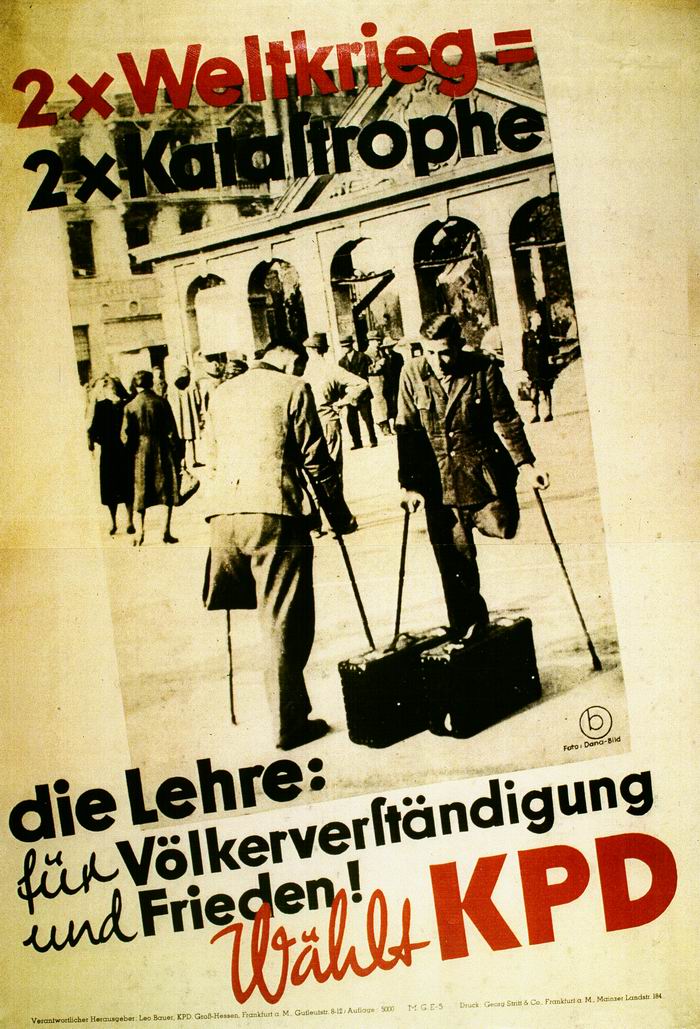 Wahlplakat: 2xWeltkrieg=2xKatastrophe - KPD