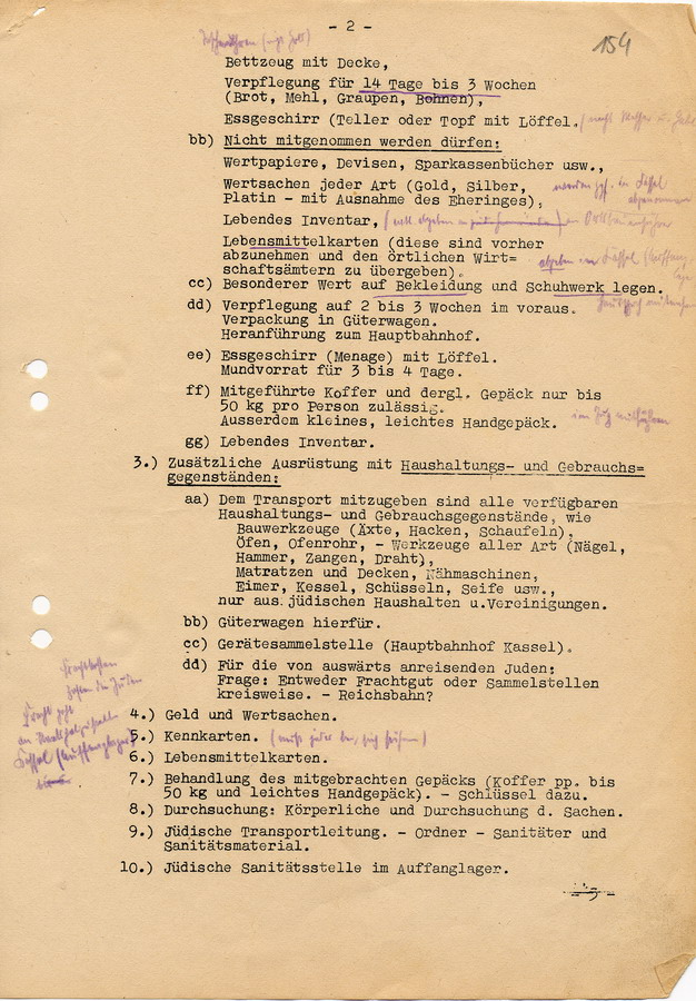 Geheimes Schreiben der GeStaPo Kassel an die Teilnehmer der Besprechung. Geplanter Ablauf der  Besprechung über die "Judenevakuierungen"  am 18.11.1941, 17. November 1941