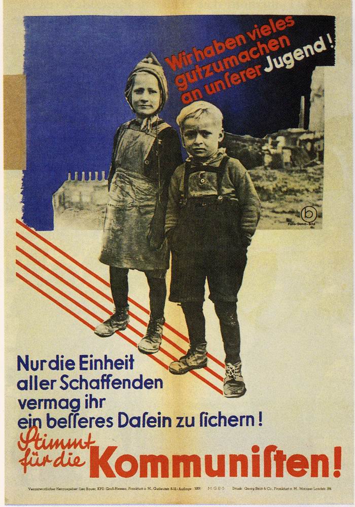 Plakat: "Wir haben vieles gutzumachen an unserer Jugend - KPD"