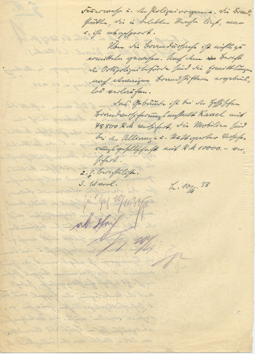 Marburger Oberstaatsanwalt Lautz an den Reichsminister der Justiz in Berlin betreffend den Brand der Marburger Synagoge. Marburg, 10. November 1938