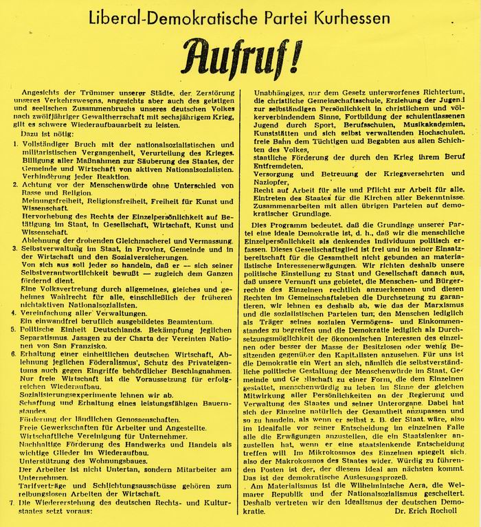 Aufruf: der Liberal-Demokratischen Partei Kurhessens