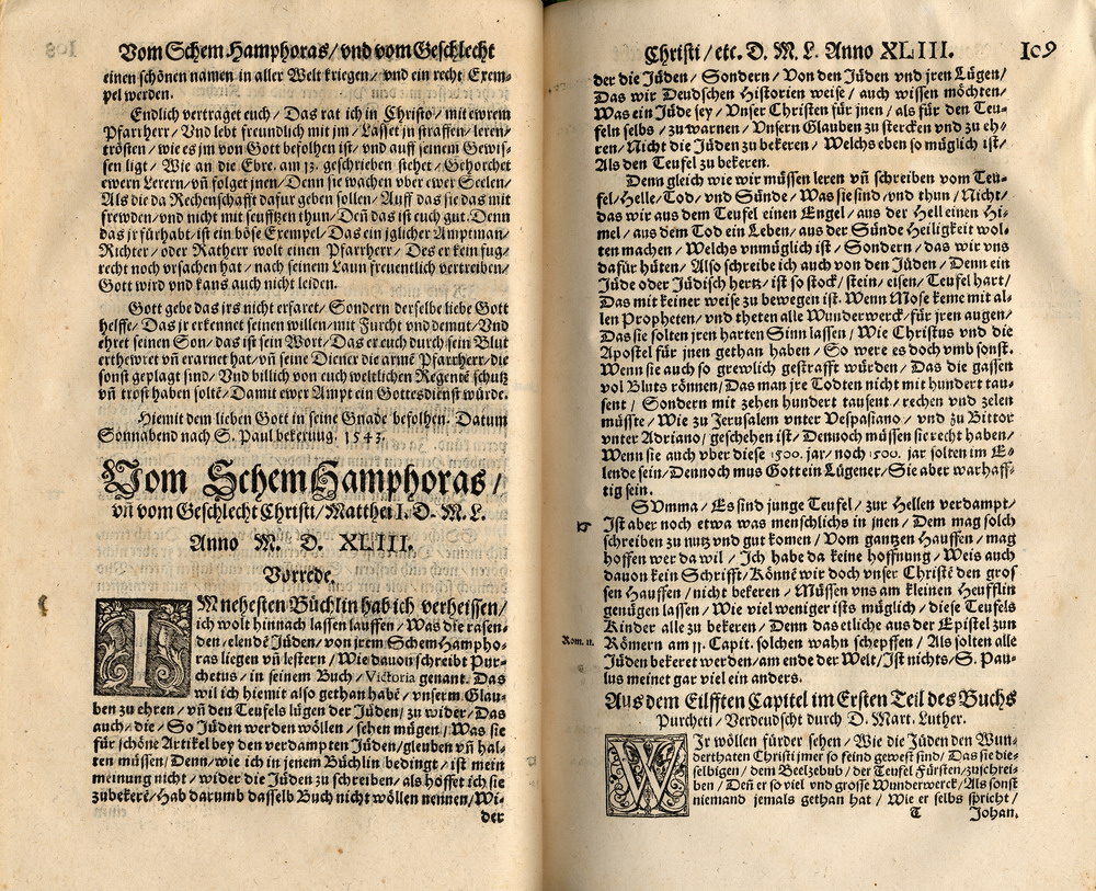 Martin Luther, Vom Schem Hamphoras und vom Geschlecht Christi,  Vorrede, 1543