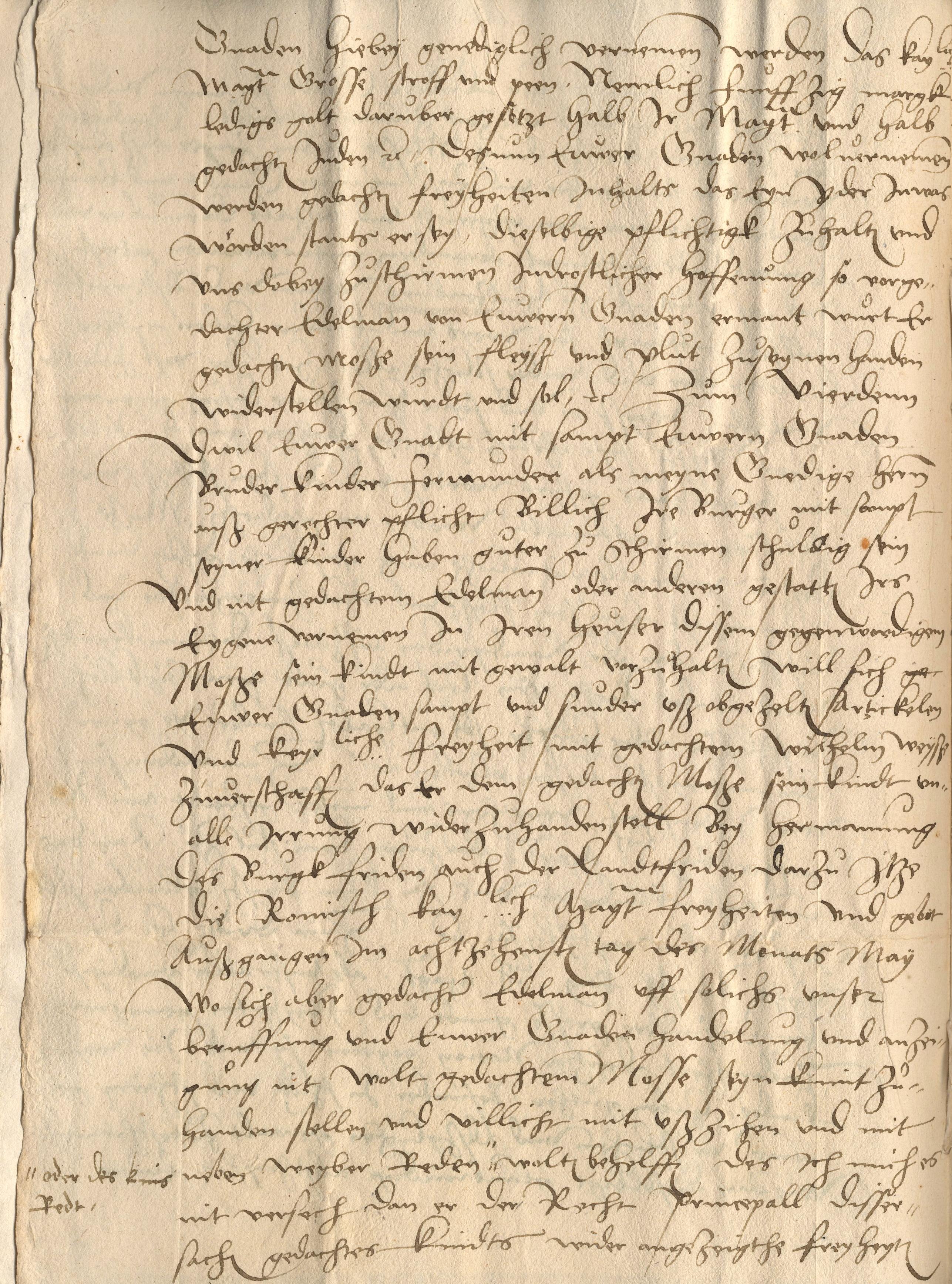 Der Befehlshaber der Judenschaft, Joseph von Rossum [Josel von Rosheim], an Graf Balthasar von Hanau mit der Aufforderung, ein von Junker Wilhelm Weyß entführtes und seiner Familie entfremdetes jüdisches Mädchen zurückzugeben, 18. Juni 1530