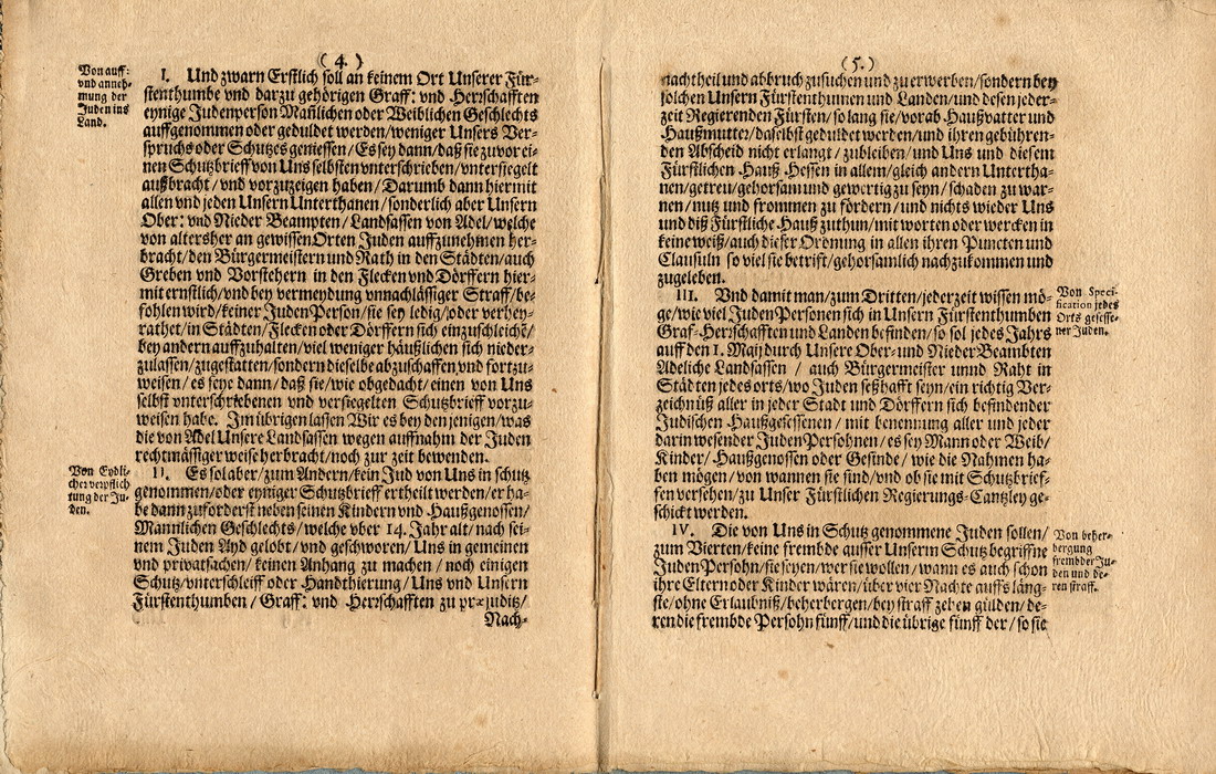 Judenordnung von 1679 erlassen durch Landgraf Karl zu Hessen-Kassel