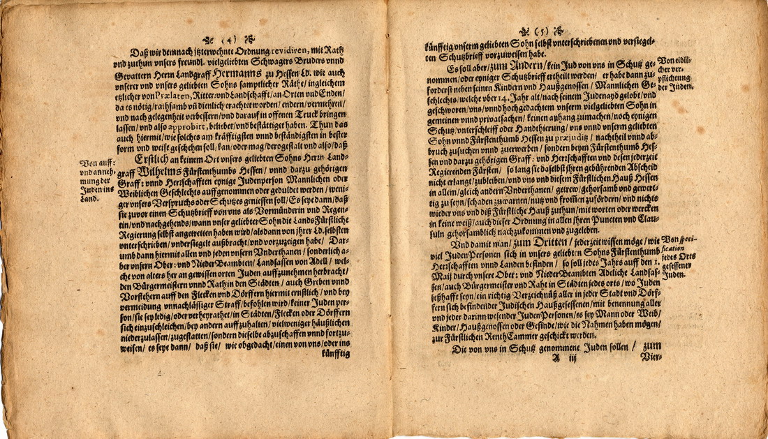 Judenordnung aus dem Jahr 1646 von Amalie Elisabeth Landgräfin zu Hessen
