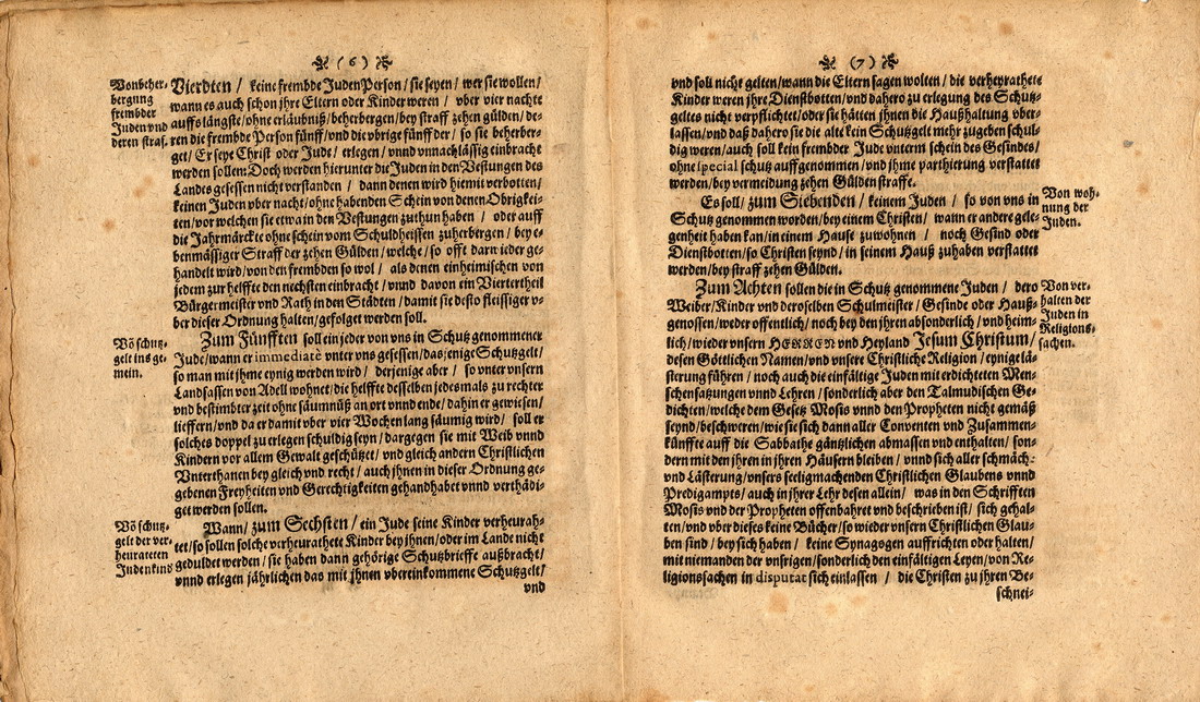 Judenordnung aus dem Jahr 1646 von Amalie Elisabeth Landgräfin zu Hessen