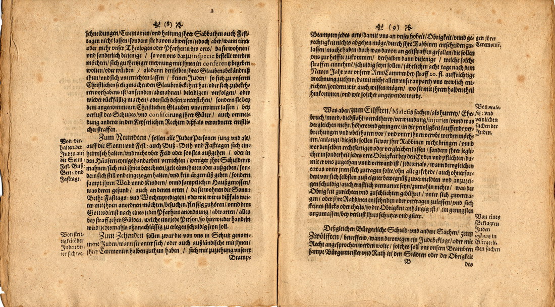 Judenordnung aus dem Jahr 1646 von Amalie Elisabeth Landgräfin zu Hessen