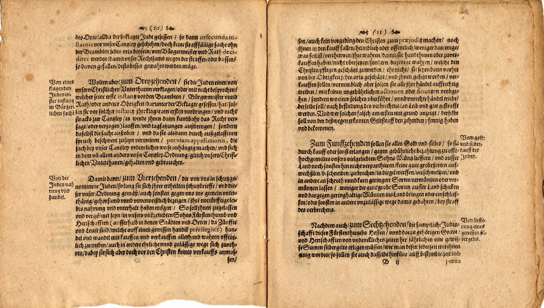 Judenordnung aus dem Jahr 1646 von Amalie Elisabeth Landgräfin zu Hessen