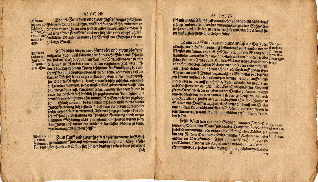 Judenordnung aus dem Jahr 1646 von Amalie Elisabeth Landgräfin zu Hessen