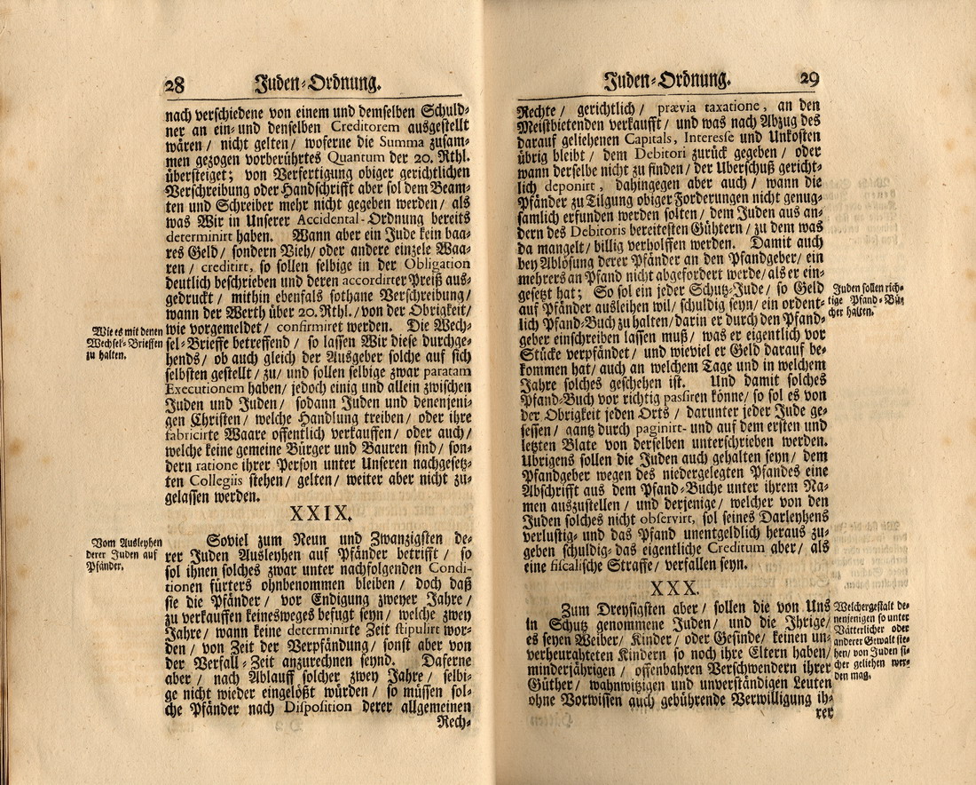 Judenordnung aus dem Jahr 1739, erlassen durch Friedrich, König von Schweden und Landgraf zu Hessen-Kassel