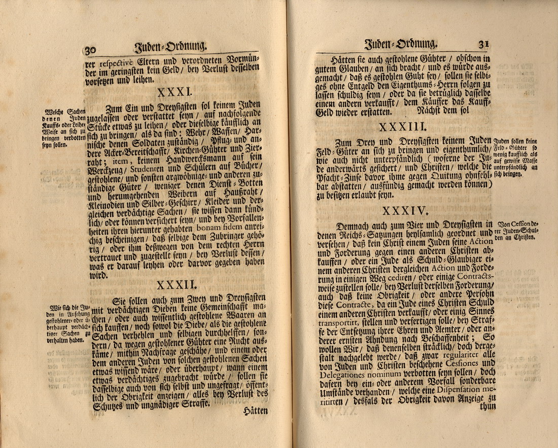Judenordnung aus dem Jahr 1739, erlassen durch Friedrich, König von Schweden und Landgraf zu Hessen-Kassel