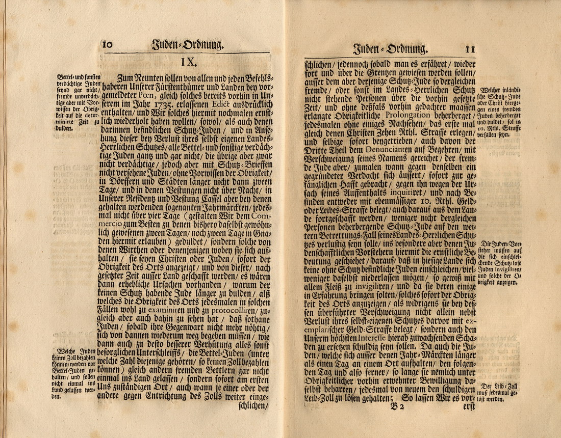 Judenordnung aus dem Jahr 1739, erlassen durch Friedrich, König von Schweden und Landgraf zu Hessen-Kassel