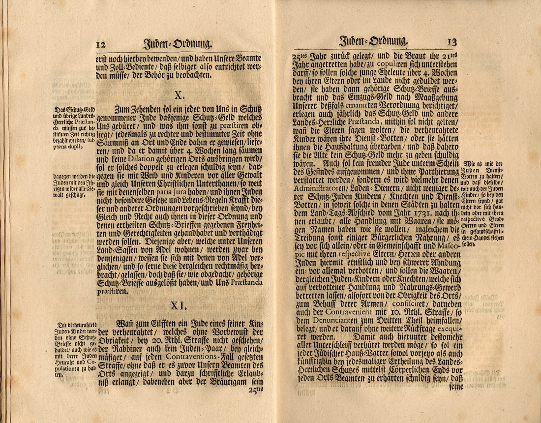 Judenordnung aus dem Jahr 1739, erlassen durch Friedrich, König von Schweden und Landgraf zu Hessen-Kassel