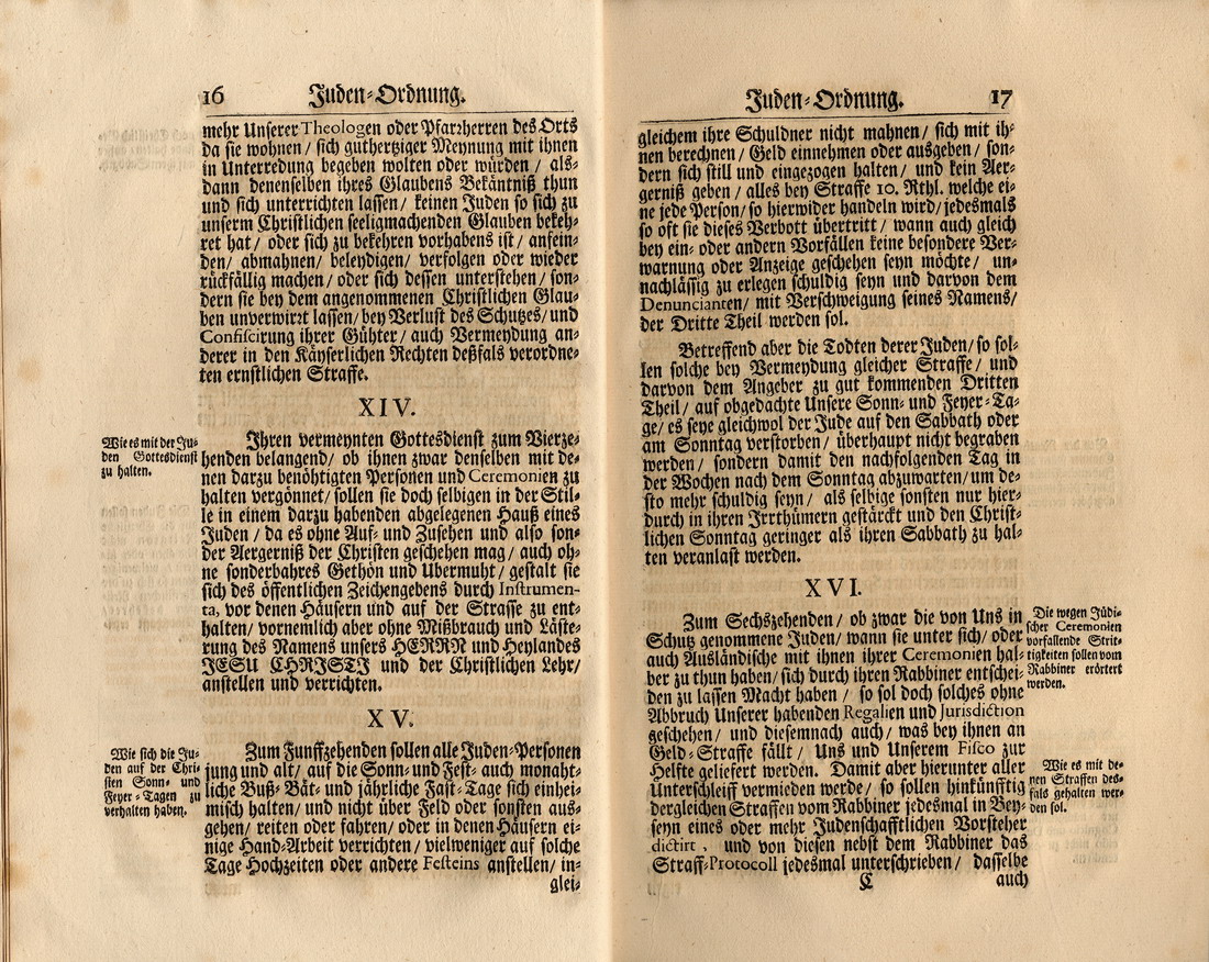 Judenordnung aus dem Jahr 1739, erlassen durch Friedrich, König von Schweden und Landgraf zu Hessen-Kassel