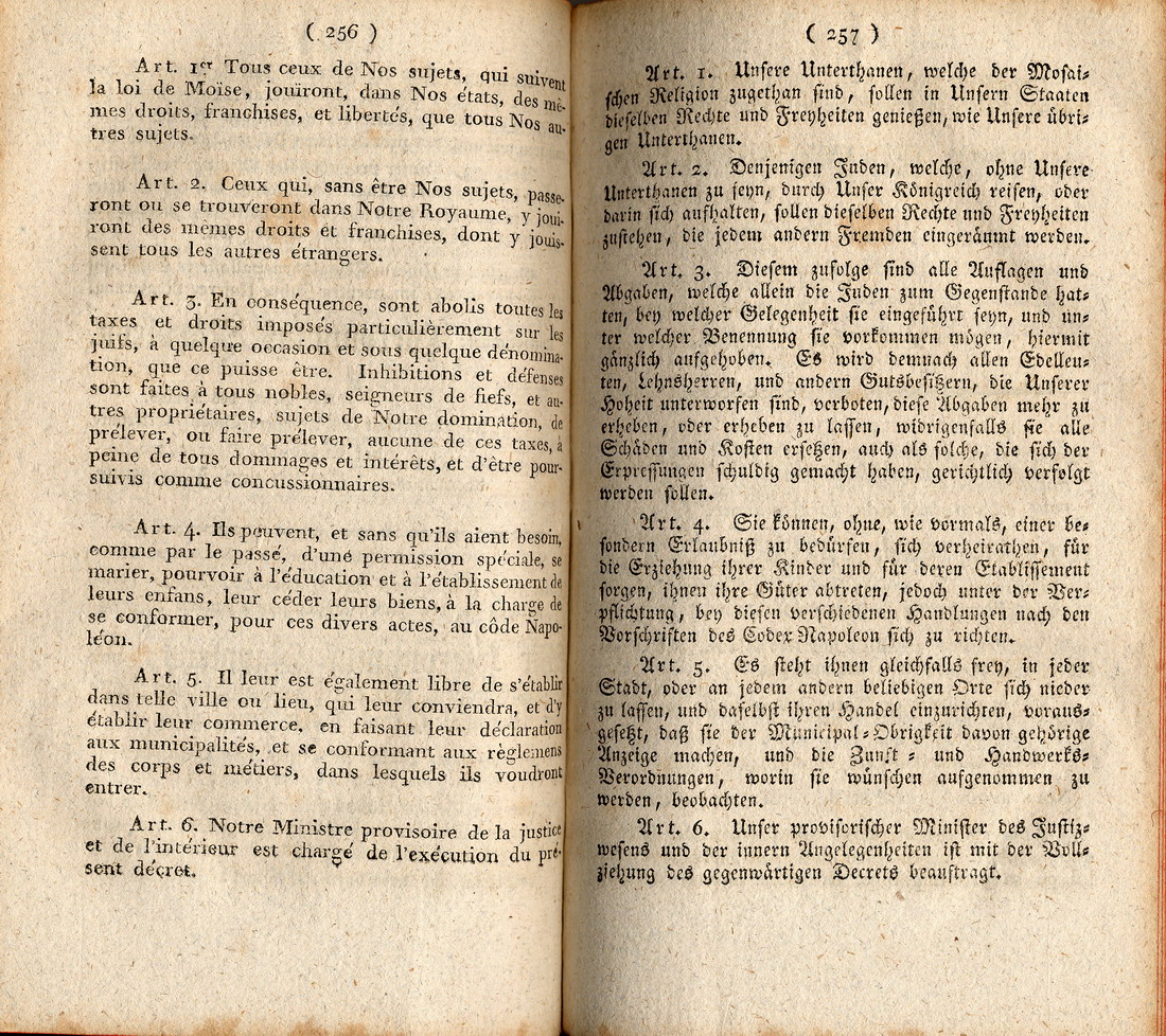Königliches Emanzipationsdekret vom 27. Januar 1808, erlassen durch Jérôme Napoléon, König von Westphalen