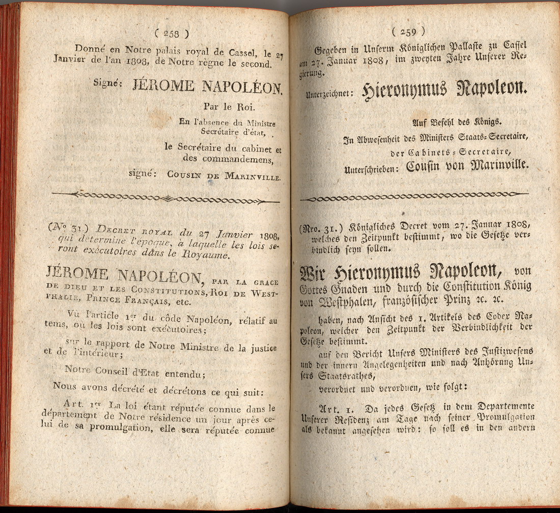Königliches Emanzipationsdekret vom 27. Januar 1808, erlassen durch Jérôme Napoléon, König von Westphalen
