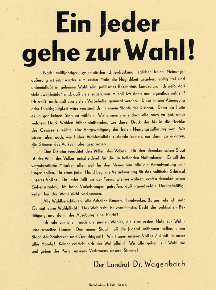 Anschlag: "Ein Jeder gehe zur Wahl!"