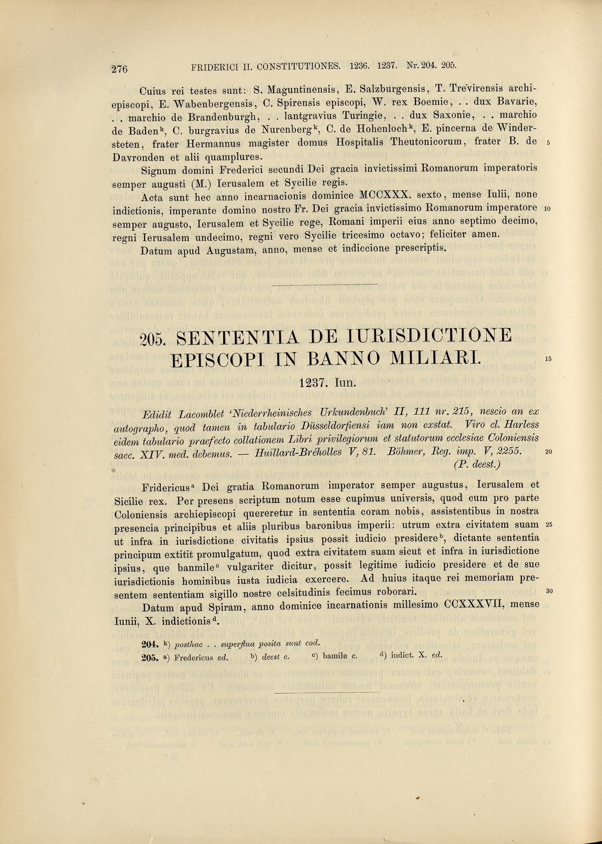 Augsburger Judenprivileg Kaiser Friedrich II., Juli 1236