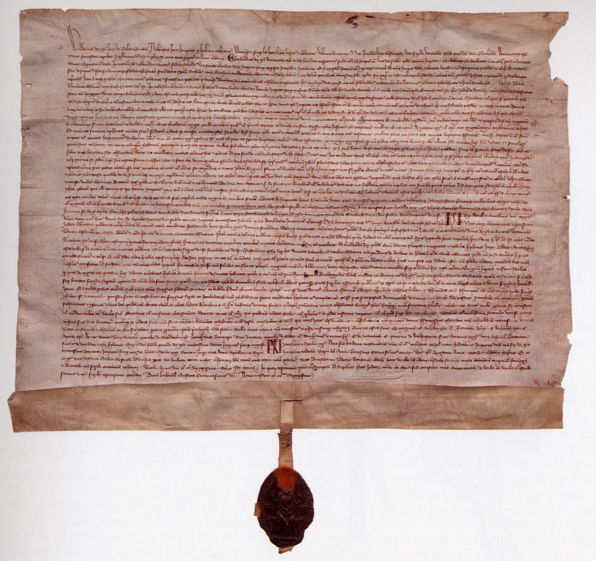 Wormser Judenprivileg Kaiser Friedrich I. Barbarossas vom 6. April 1157 [Abbildung]