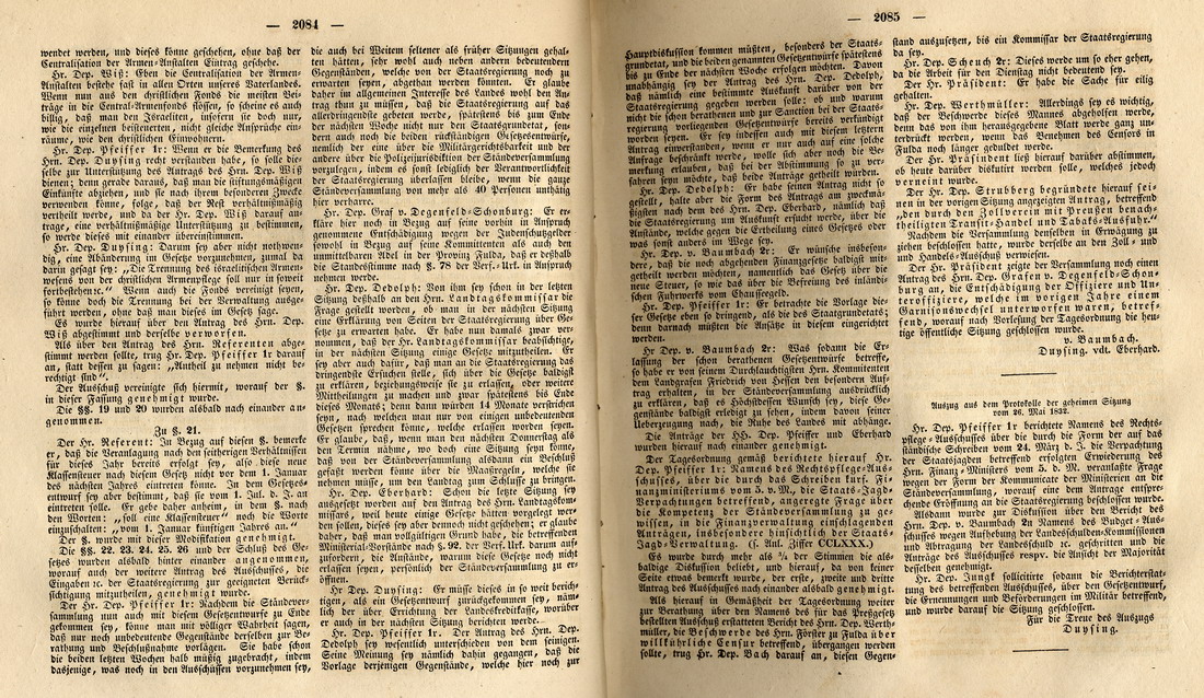 Verhandlungen des kurhessischen Landtags am 29. Mai 1832 über den Entwurf eines "Gesetzes zur gleichförmigen Ordnung der besonderen Verhältnisse der Israeliten" [insb. S. 2075ff. bzw. Blatt 3ff.]