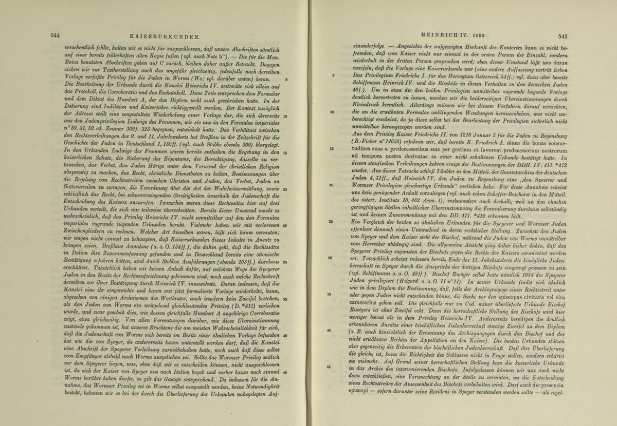 Judenprivileg Kaiser Heinrich IV., gegeben zu Speyer am  19.  Februar 1090 [mit MGH Erläuterung]
