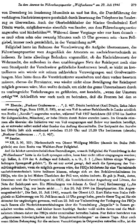 Peter Hoffmann über General Fellgiebels Rolle am 20. Juli 1944, in: "Vierteljahreshefte für Zeitgeschichte", Juli 1964