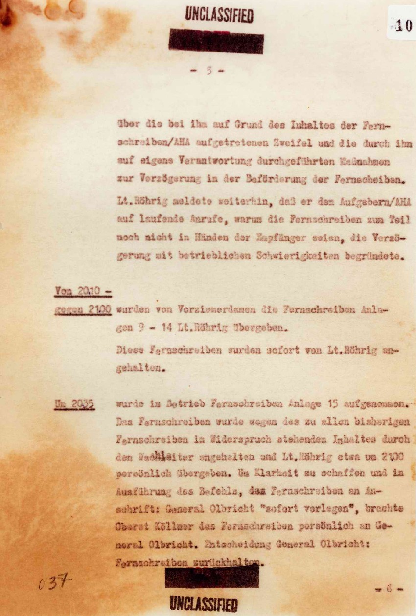 Bericht des Generalleutnant Thiele zu den Vorgängen des 20.7.1944, 22. Juli 1944