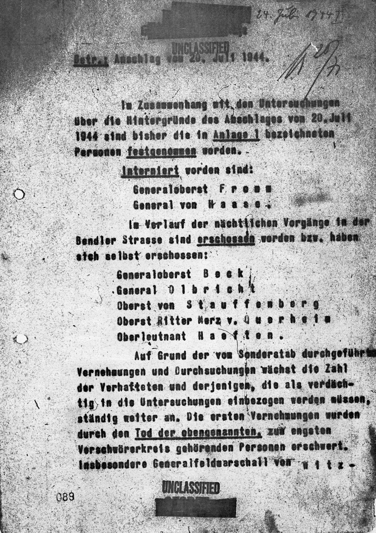 Kaltenbrunnerbericht über die Verschwörung des 20. Juli 1944, 24. Juli 1944