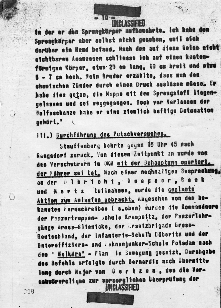 Kaltenbrunnerbericht über die Verschwörung des 20. Juli 1944, 24. Juli 1944