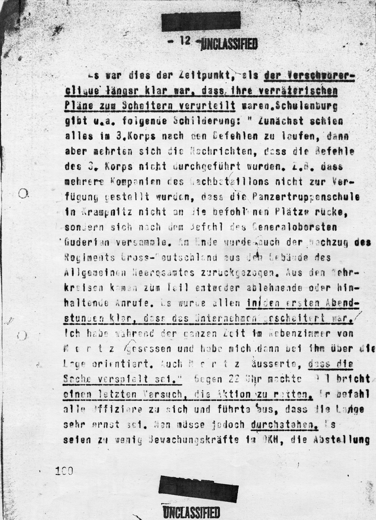 Kaltenbrunnerbericht über die Verschwörung des 20. Juli 1944, 24. Juli 1944