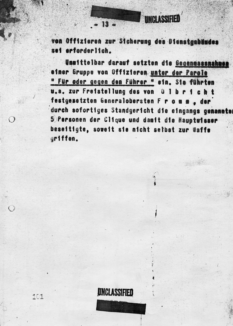 Kaltenbrunnerbericht über die Verschwörung des 20. Juli 1944, 24. Juli 1944