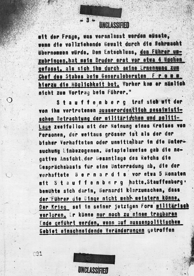 Kaltenbrunnerbericht über die Verschwörung des 20. Juli 1944, 24. Juli 1944
