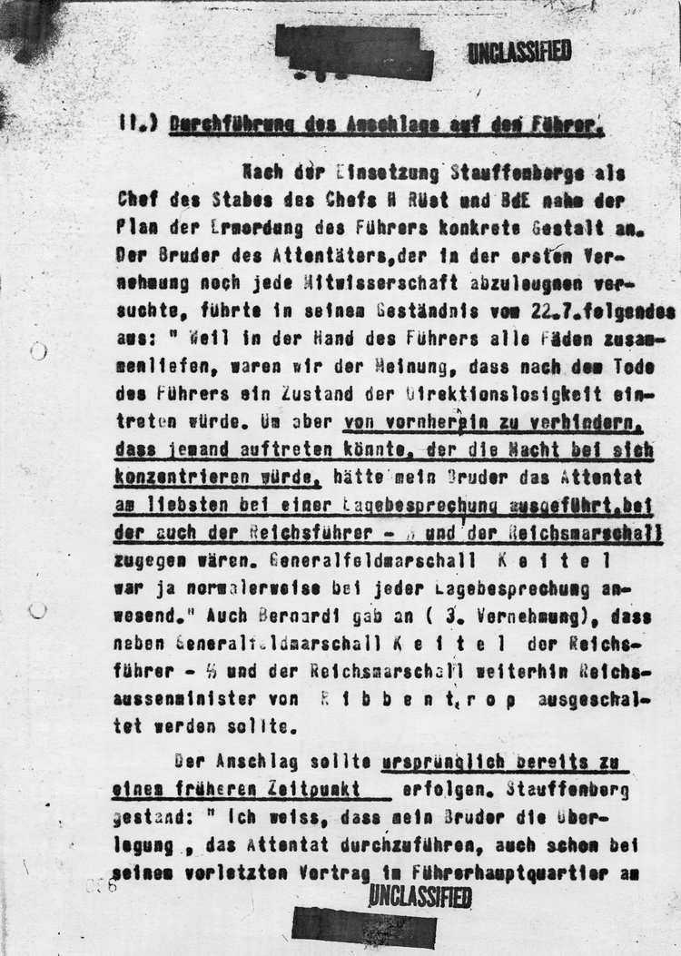 Kaltenbrunnerbericht über die Verschwörung des 20. Juli 1944, 24. Juli 1944