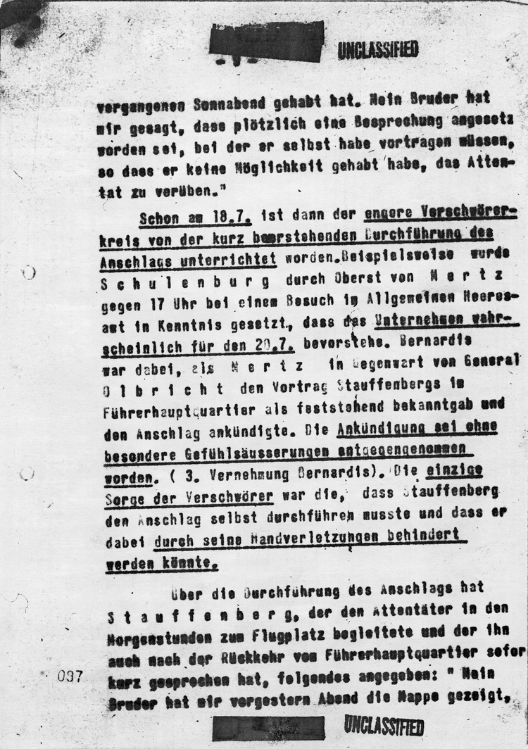 Kaltenbrunnerbericht über die Verschwörung des 20. Juli 1944, 24. Juli 1944