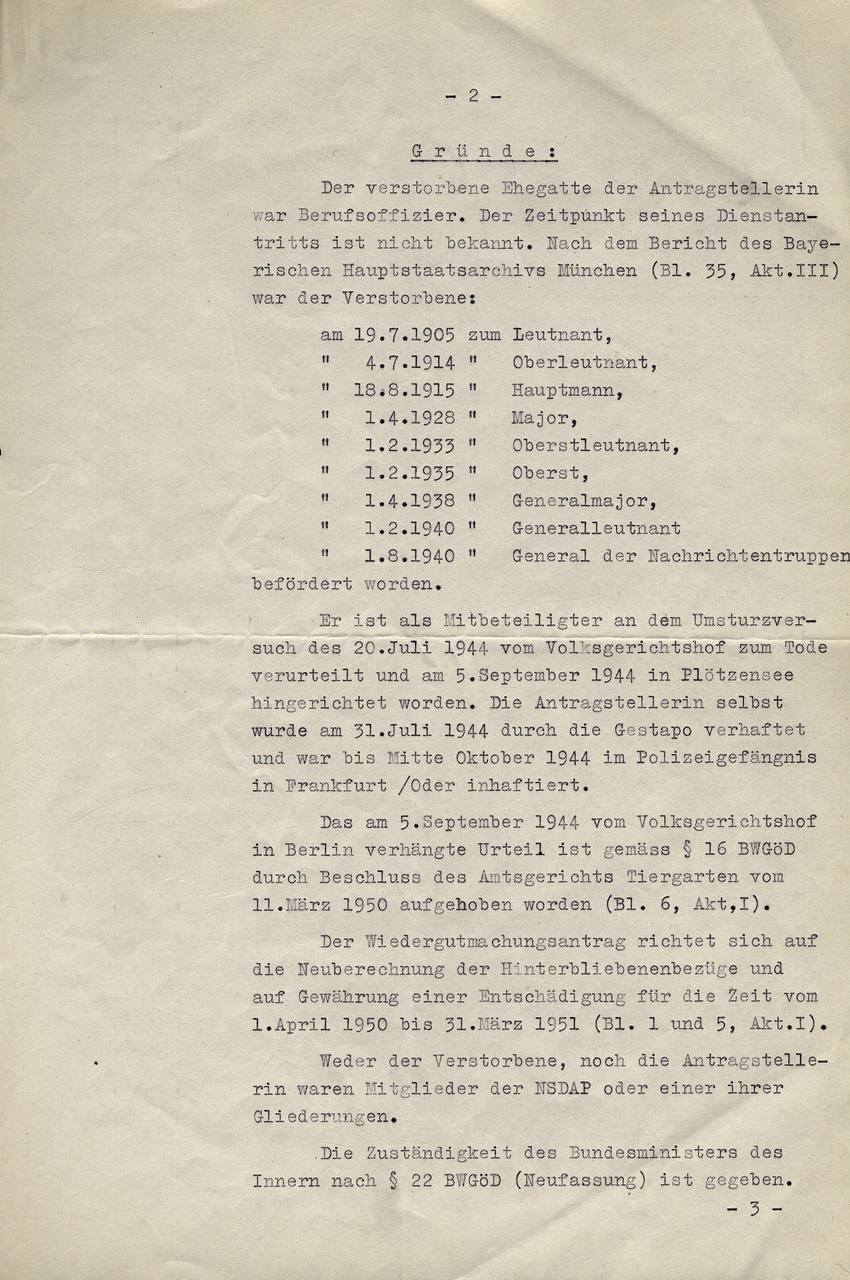 Dienstlaufbahn von Erich Fellgiebel