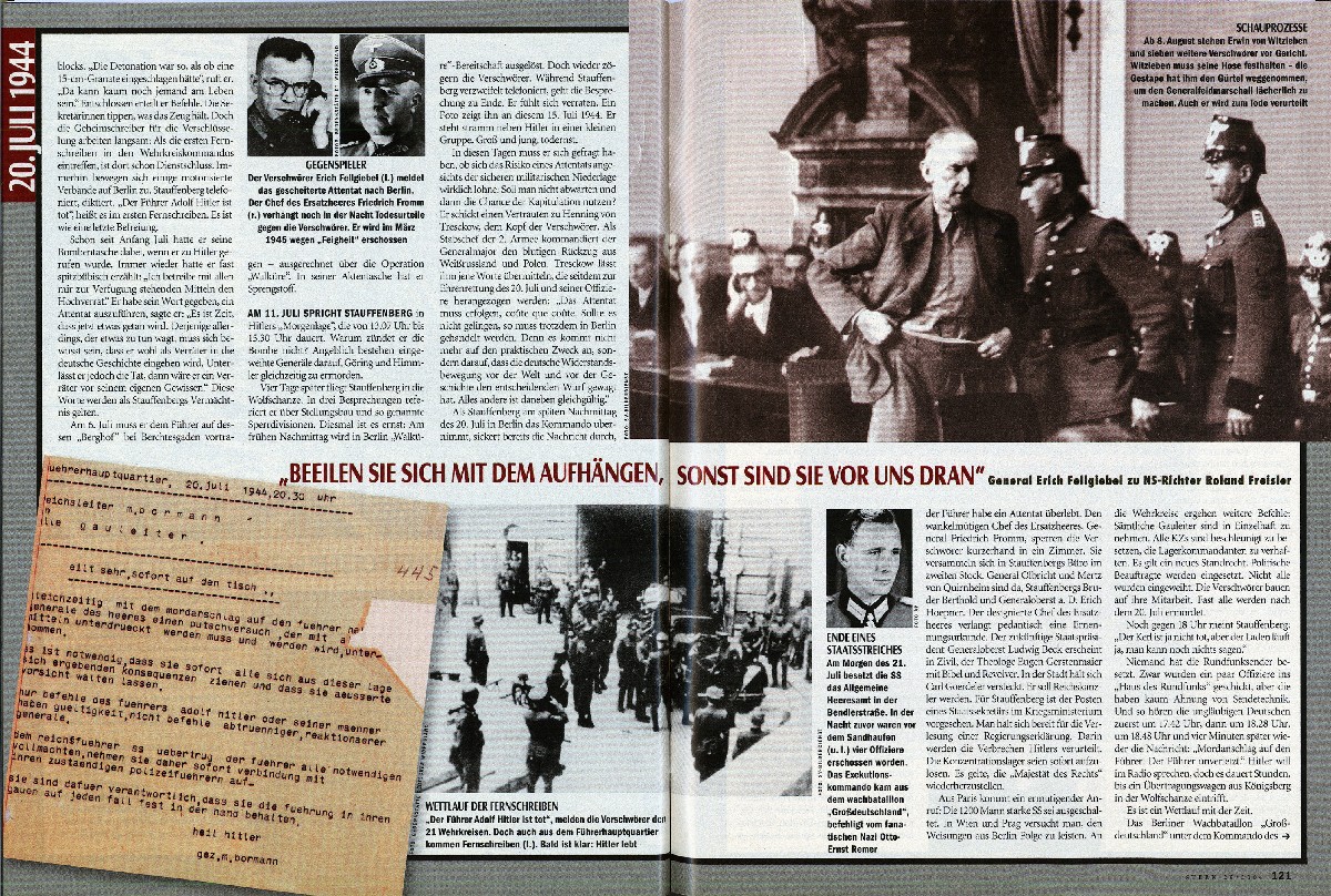Sternartikel zum 20. Juli 1944 Teil 2 "Hitlers Rache" vom 8. Juli 2004