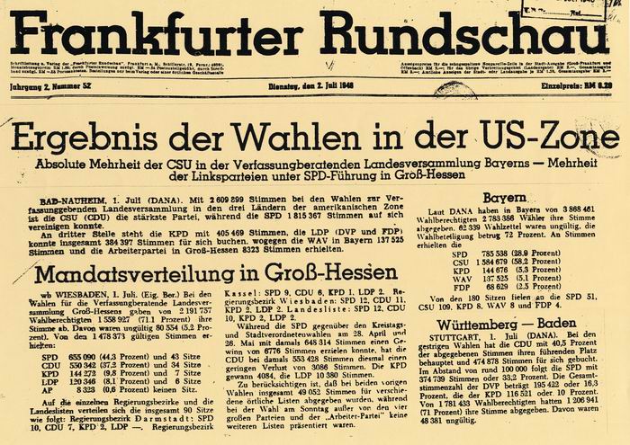 Pressemeldung über die Ergebnisse zur Wahl der Verfassungsberatenden Landesversammlung