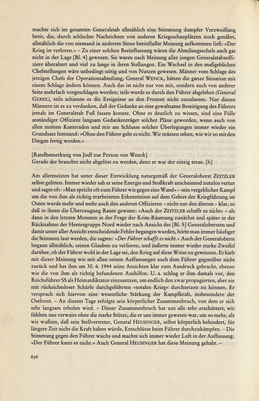 Aufzeichnung aus dem Volksgerichtshof von Oberstleutnant Smend betreffend Kritik am "Führer" im Kreis um Fellgiebel, 2. August 1944