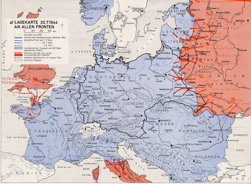 Kriegsverlauf und Frontstellung im Zweiten Weltkrieg, 20. Juli 1944