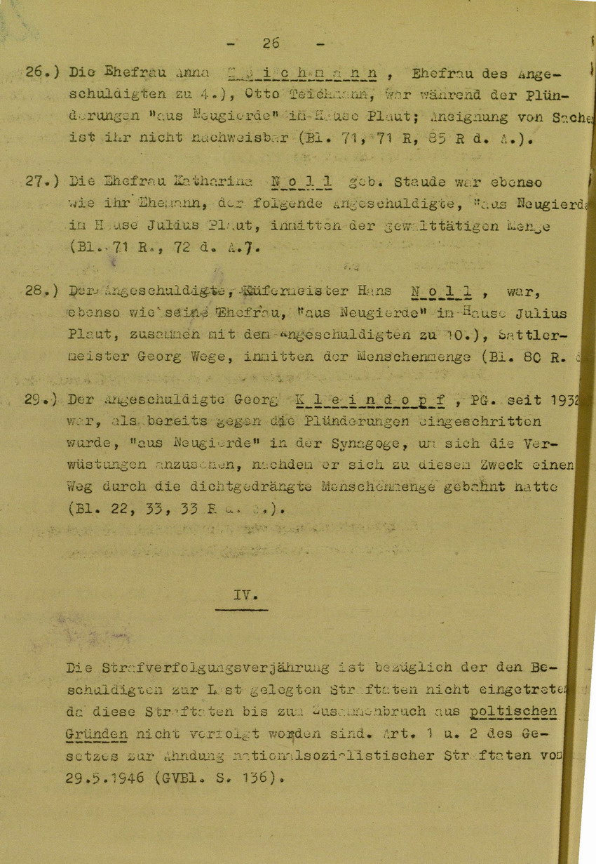 Anklageschrift des Oberstaatsanwaltes Hadding in Marburg/L. betreffend Beteiligung an der Kirchhainer "Judenaktion" am 8. November 1938, 15. Dezember 1949 [Dokumentabschnitt 4]