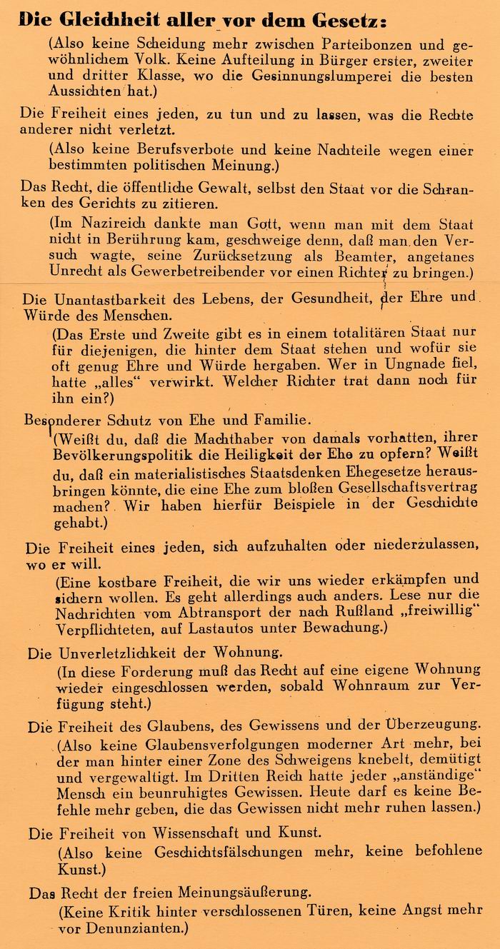 Auszüge aus der CDU-Broschüre "Was hältst Du von der Verfassung?" vom November 1946
