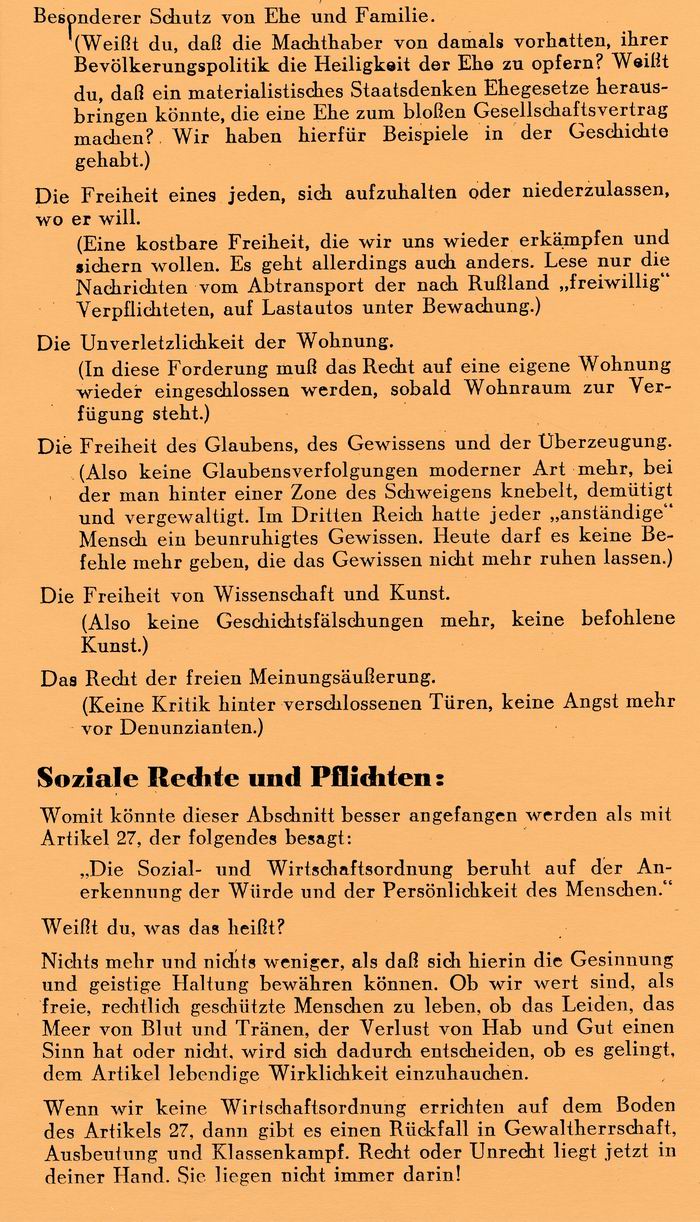 Auszüge aus der CDU-Broschüre "Was hältst Du von der Verfassung?" vom November 1946