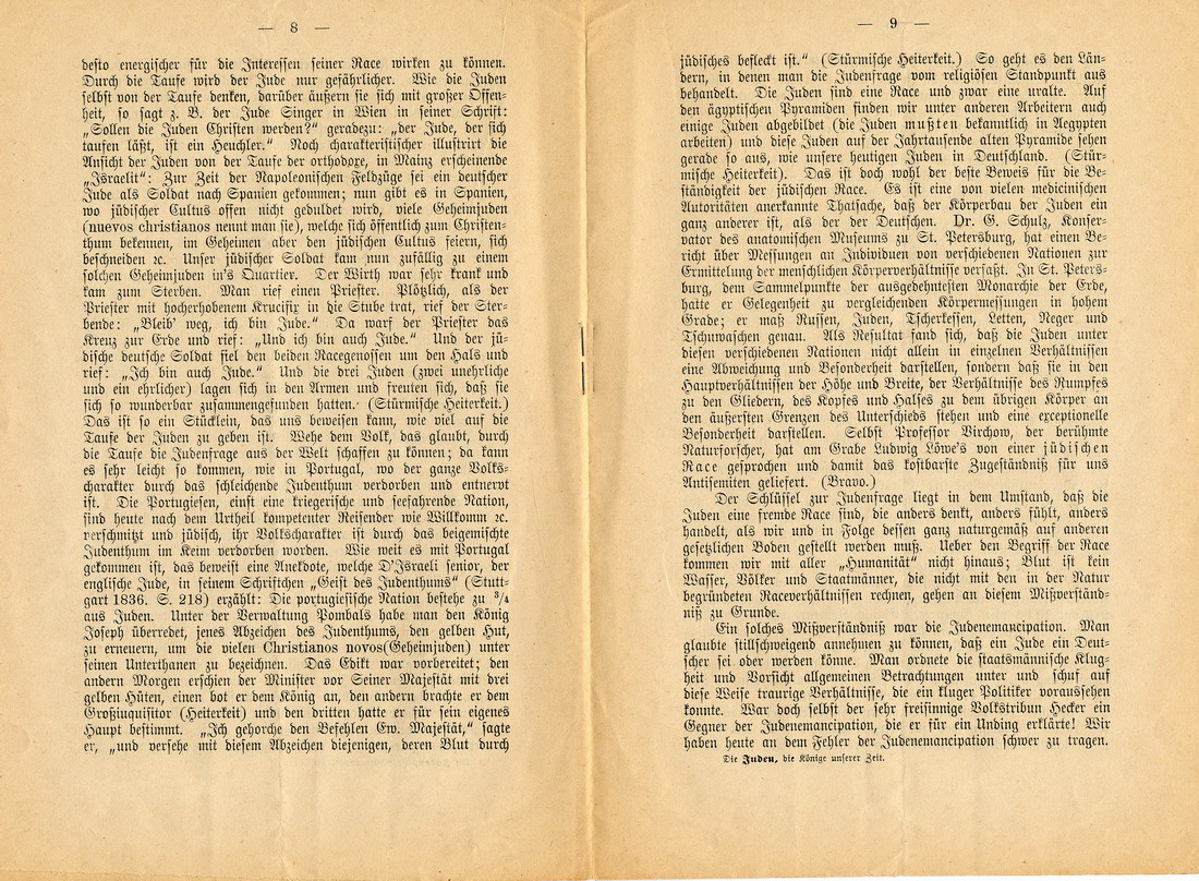 Die Juden, die Könige unserer Zeit - Rede Otto Böckels gehalten am 4. Oktober 1886 auf einer Versammlung des Deutschen Antisemiten-Bundes in Berlin