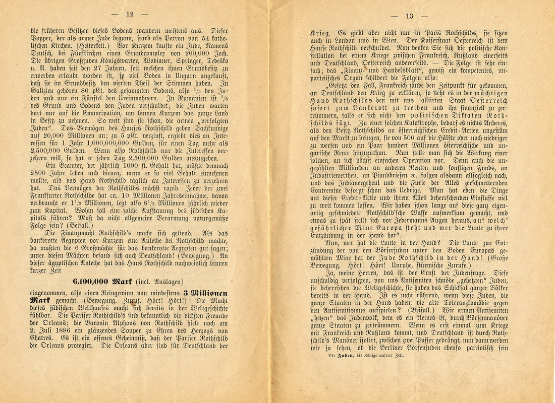 Die Juden, die Könige unserer Zeit - Rede Otto Böckels gehalten am 4. Oktober 1886 auf einer Versammlung des Deutschen Antisemiten-Bundes in Berlin