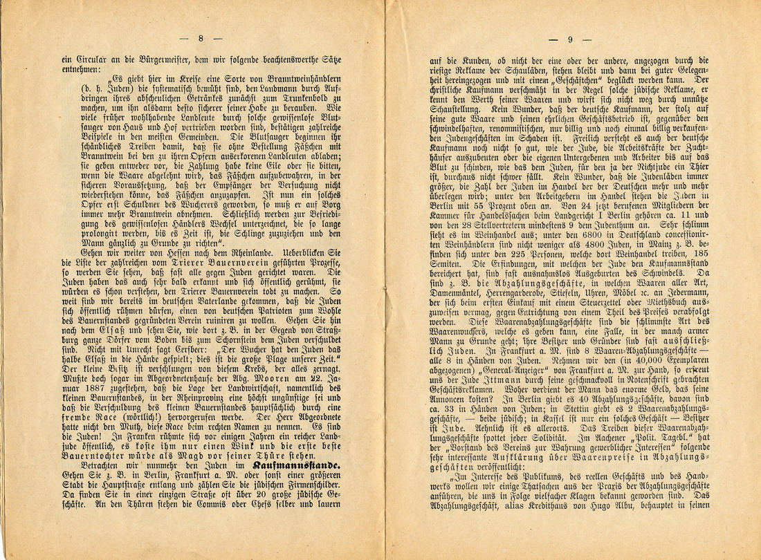 Die Quintessenz der Judenfrage. Ansprache an seine Wähler und alle deutsch-nationalen Männer im Vaterlande - Pamphlet Otto Böckels 1889.