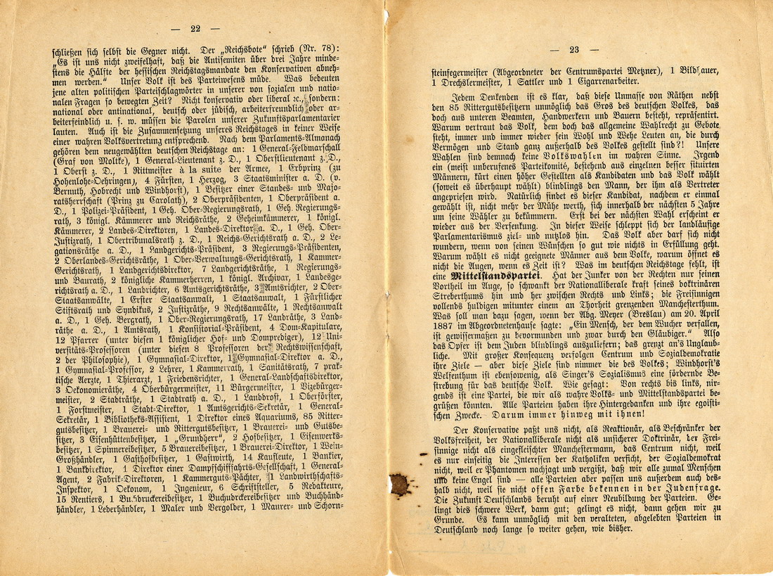 Die Quintessenz der Judenfrage. Ansprache an seine Wähler und alle deutsch-nationalen Männer im Vaterlande - Pamphlet Otto Böckels 1889.