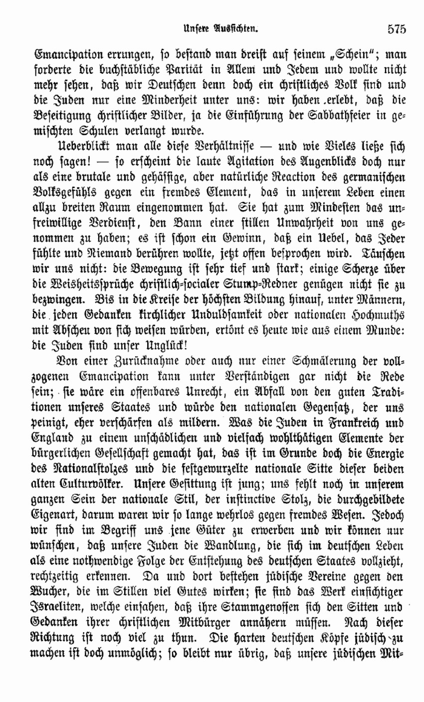 Heinrich von Treitschke, Unsere Aussichten,  in: Preußische Jahrbücher, 1879